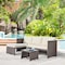 Manhattan Comfort Menton Steel Rattan 2-Piece Chair Lounge and 2 Seater with Coffee Table Patio Set in Cream OD-CV009-CR - alternate 4